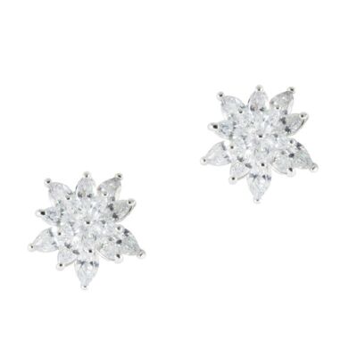 Zirconia Dahlia rhodium and zirconia earrings