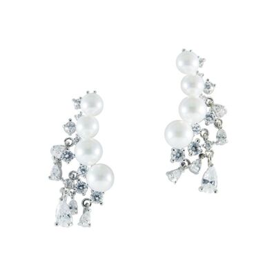 Boucles d'oreilles Basic Degrade Pearls zircone et rhodium