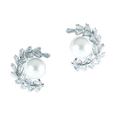 Einfache Laurea-Ohrringe mit Perlen und Zirkonen
