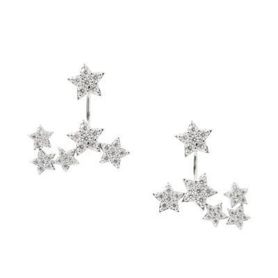 Earjacket Stars Line rhodium and zirconia earrings