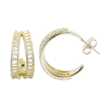 Anello Double Ring S orecchini in oro con zirconi