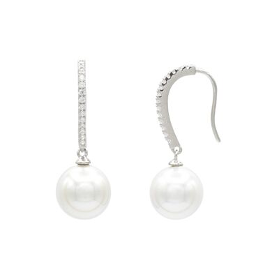 Bride pavee hook earrings and 10mm pearl