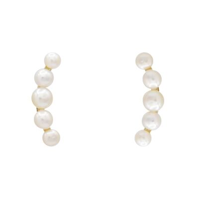 Golden Climber earrings and cultured pearls