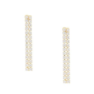 Pendientes Tassel duo dorado y circonitas