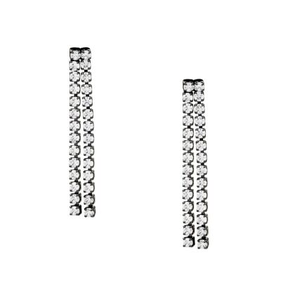 Tassel duo ruthenium earrings and zircons