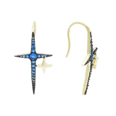 Pendientes Polaris gancho dorado pavee azul