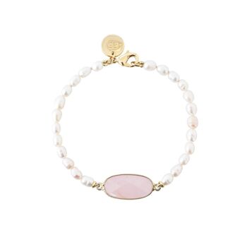 Bracelet perles de culture de riz et quartz rose