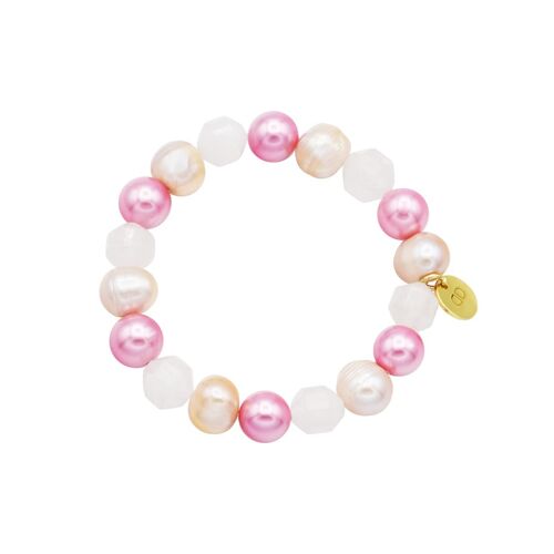 Pulsera Gaia cuarzo rosa y perlas