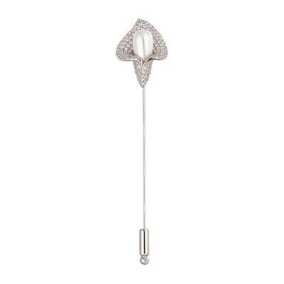 Nature Calla Lily needle brooch with pearl and silver