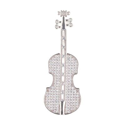 Spilla Melody Violino con zirconi e rodio