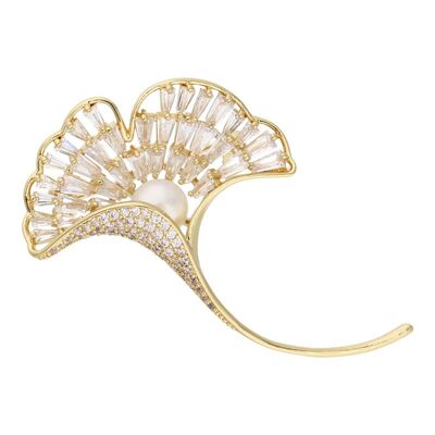 Broche Nature Dandelion con perla cultivada y dorado
