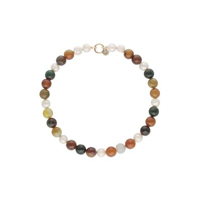 Agata Pearls necklace with yellow agates and cultured pearl