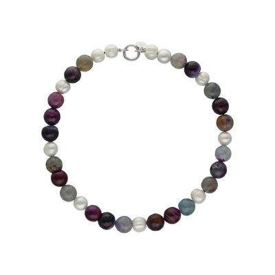 Agata Pearls necklace with purple agates and cultured pearl