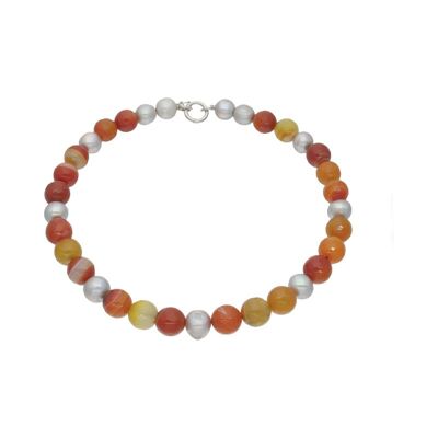 Agata Pearls necklace with orange agates and cultured pearl