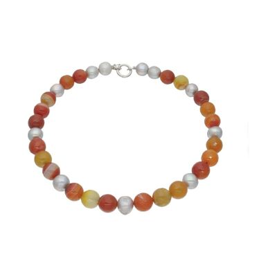 Collar Agata Pearls con agatas naranja y perla cultivada