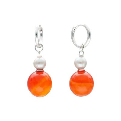 Agata Pearls earrings with orange agate and cultured pearl