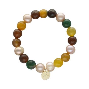 Bracelet Agate Pearls avec agates jaunes et perle de culture 1