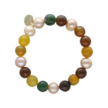 Bracelet Agate Pearls avec agates jaunes et perle de culture 2