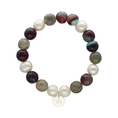 Agata Pearls bracelet with purple agates and cultured pearl