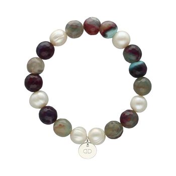 Bracelet Agata Pearls avec agates violettes et perle de culture 1