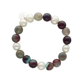 Bracelet Agata Pearls avec agates violettes et perle de culture 2