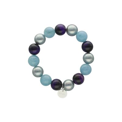 Candy bracelet with purple Tiger Eye and pearls