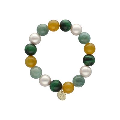 Candy Armband mit grünem Tigerauge und Perlen