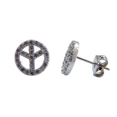 Peace Mini-Ohrring aus weißem Zirkonia