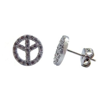 Boucle d'oreille Peace Mini Zircon Blanc