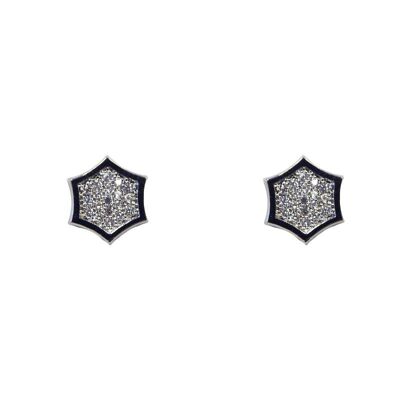 White Pavee Hexagon Earring