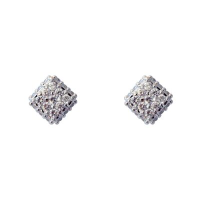 Boucle d'oreille cube 3D zircone blanche