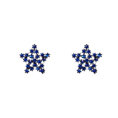 Boucle d'Oreille Saphir Etoilé Zircon