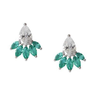 Crystal Cluster peridot and zirconia earrings