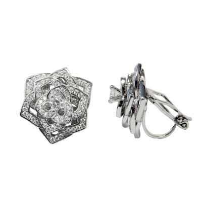 Rosy clip earring with white zircons