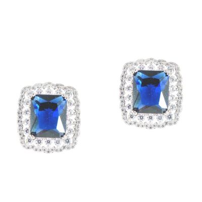 Blue Square clip earring and zircons