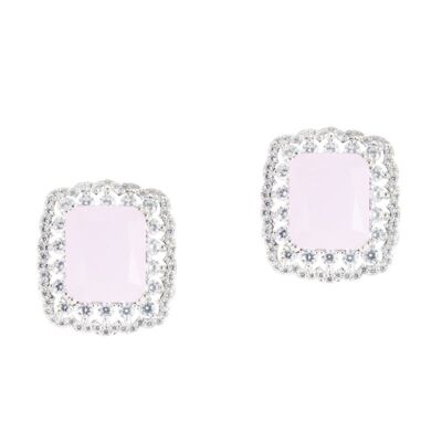 Pink Square clip earring and zircons