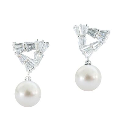 Triangle white pearl earring