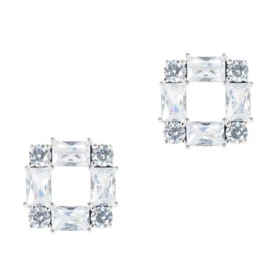 White Frame earring with white zircons