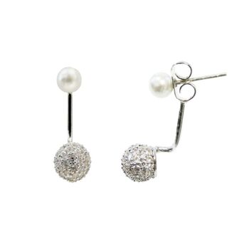 Boucle d'oreille boucle d'oreille perle et zircons