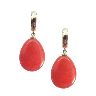 Tangerine jade creole earring