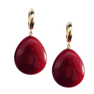 Boucle d'oreille créole jade cerise