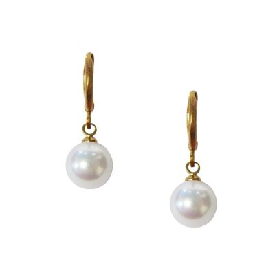 Creole white pearl earring