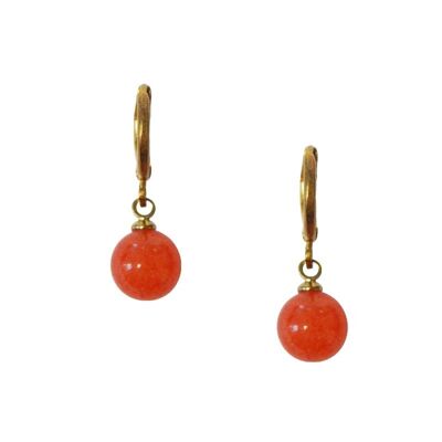 Coral pearl Creole earring