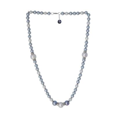 Harlekin-Halskette aus grauen Perlen