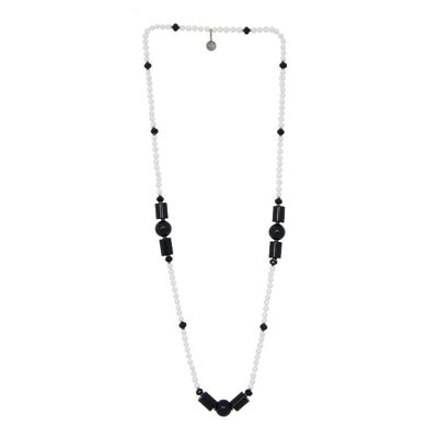 Collier perles blanches et Onyx