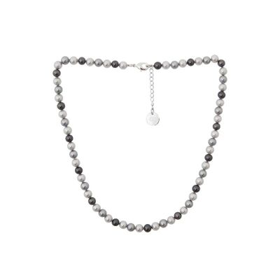 Collar perlas 6mm tonos grises
