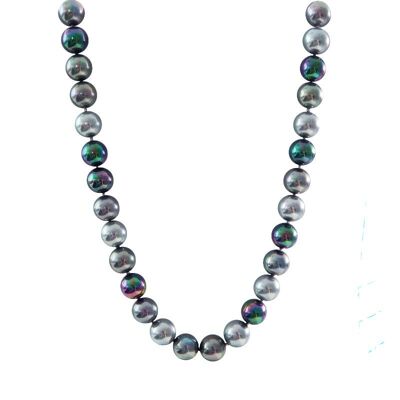 Collier de perles 14mm nuances de gris