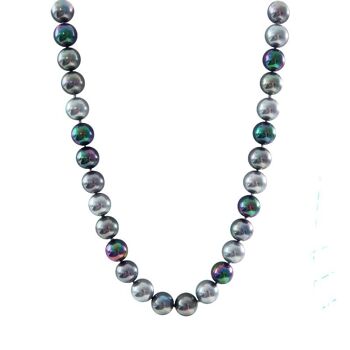 Collier de perles 14mm nuances de gris