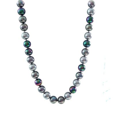 Collar perlas 14mm tonos grises