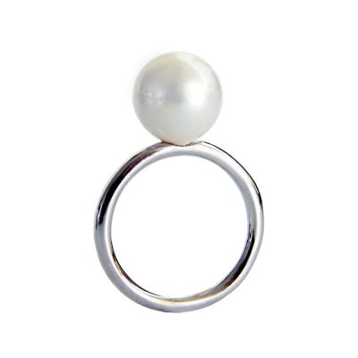 10 mm weißer Perlenring